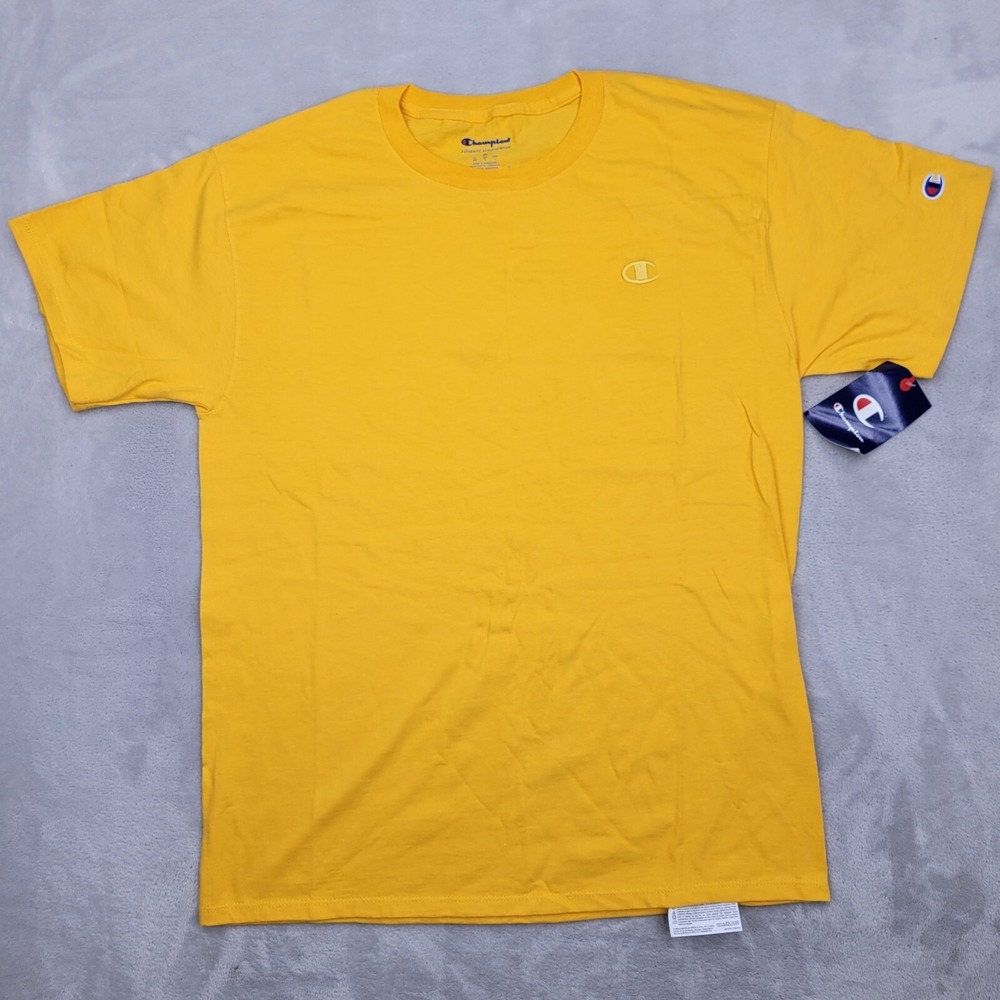 Champion Shirt Mens Medium Basic Team Jersey SS Crewneck Yellow Adult NEW‎